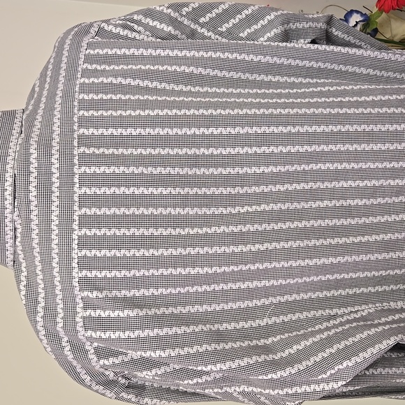 Dagr | Black White Striped Print Dress Shirt - Picture 7 of 8